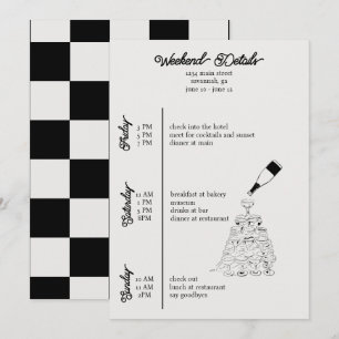 bachelorette weekend details black and white  invitation