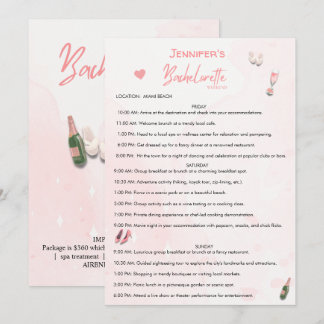 Bachelorette Weekend Editable Itinerary  Invitation