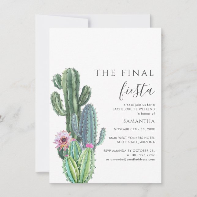 Bachelorette Weekend Final Fiesta Itinerary Party Invitation (Front)