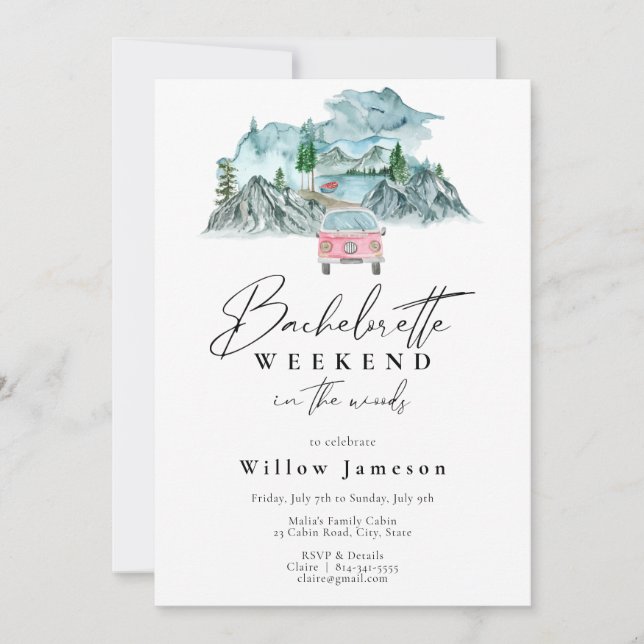 Bachelorette Weekend in the Woods Invitation (Front)