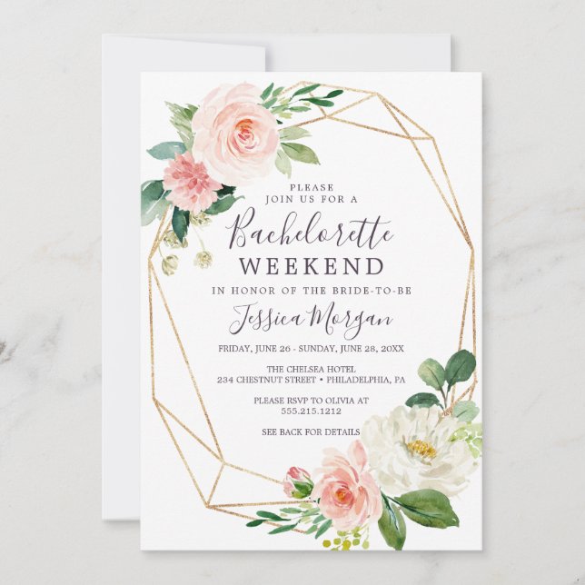 Bachelorette Weekend Invitation Itinéraire Airy Bl (Devant)