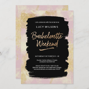 Bachelorette Weekend Invitation Pink Gold Glitter