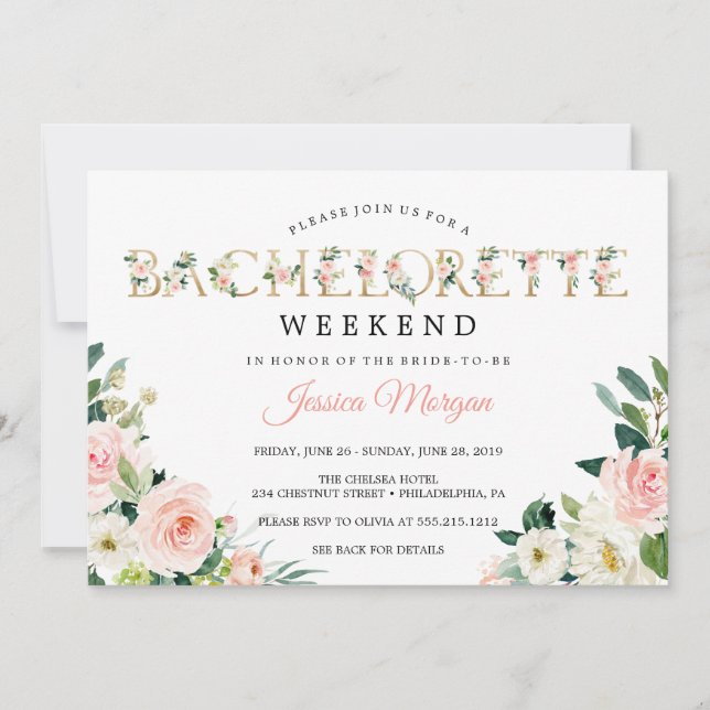 Bachelorette Weekend Itinerary Airy Blush Invitation (Front)