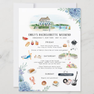 Bachelorette Weekend Itinerary   Amagansett, NY Invitation