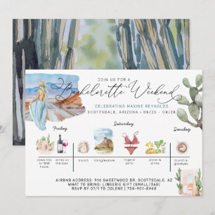 Bachelorette Weekend Itinerary   Desert Cactus Invitation