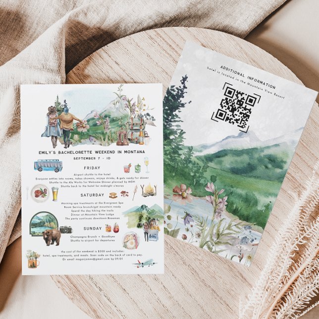 Bachelorette Weekend Itinerary | Forest Mountain Invitation (Creator Uploaded)
