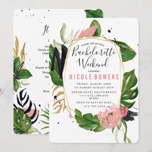 Bachelorette Weekend Itinerary Invitation (Front/Back)