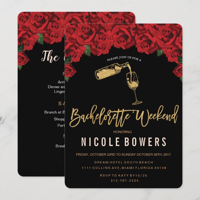 Bachelorette Weekend Itinerary Invitation (Front/Back)