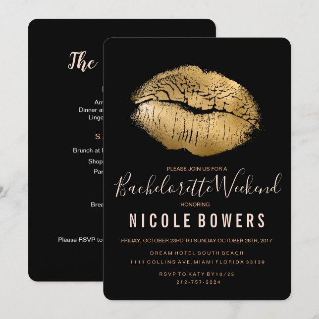 Bachelorette Weekend Itinerary Invitation (Front/Back)