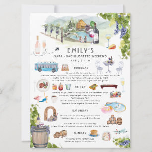 Bachelorette Weekend Itinerary Napa Winery Invitation