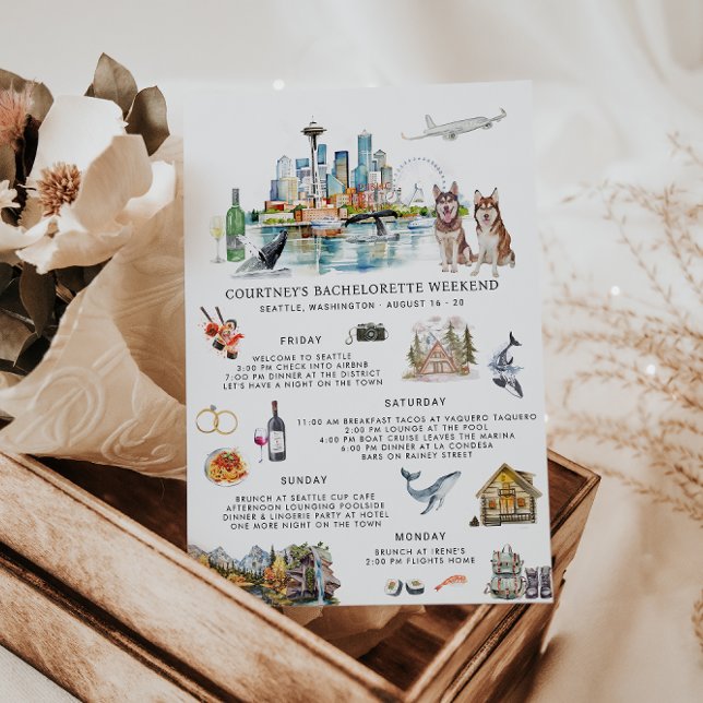 Bachelorette Weekend Itinerary | Seattle Invitation (Creator Uploaded)