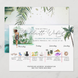 Bachelorette Weekend Itinerary   Tropical Palm Invitation