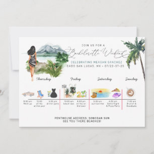 Bachelorette Weekend Itinerary   Tropical Palm  Invitation