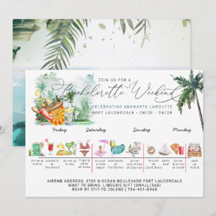 Bachelorette Weekend Itinerary   Tropical Palm Invitation