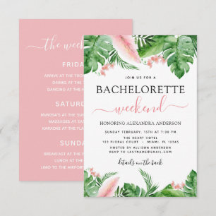 Bachelorette Weekend Itinerary Tropical Palms Invitation