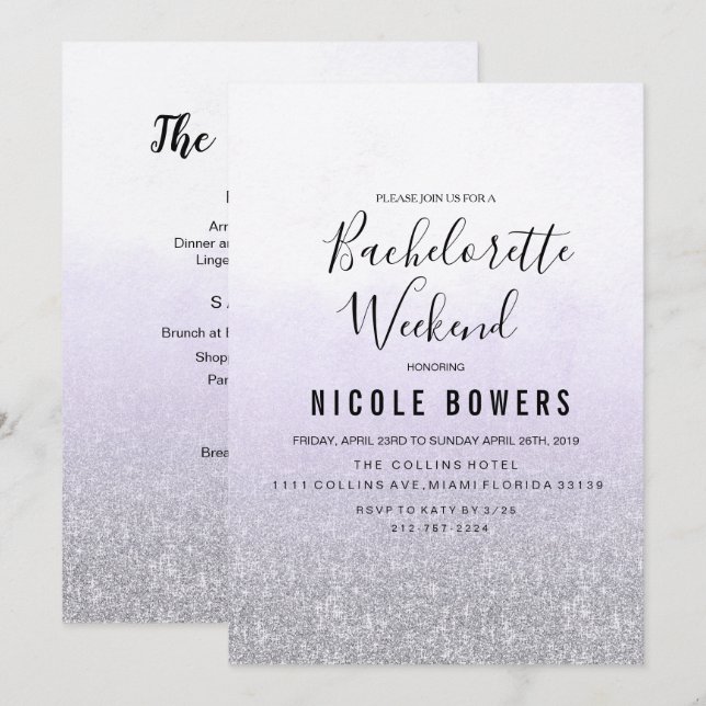 Bachelorette Weekend Lavender Invitation (Devant / Derrière)