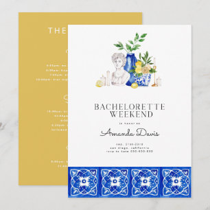 Bachelorette Weekend Lemon Mediterranean Tiles Invitation