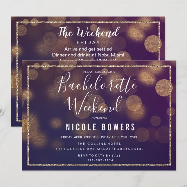 Bachelorette Weekend Lights Invitation (Front/Back)