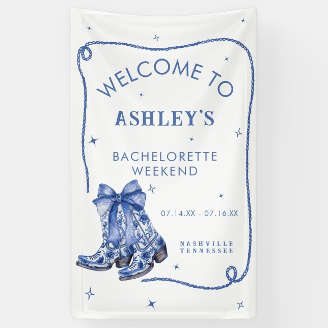 Bachelorette Weekend Party Blue Welcome Sign (Vertical)
