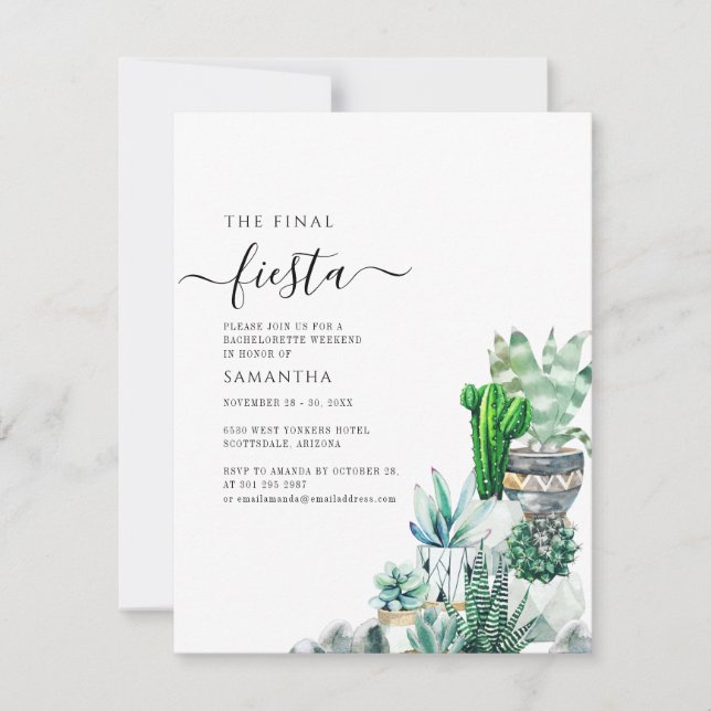 Bachelorette Weekend Party Cacti Plants Invitation (Front)