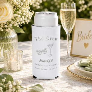 Bachelorette Weekend Party Crew Beach Sage Green Seltzer Can Cooler