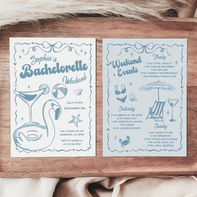Bachelorette Weekend Party Dusty Blue Invitation (Creator Uploaded)