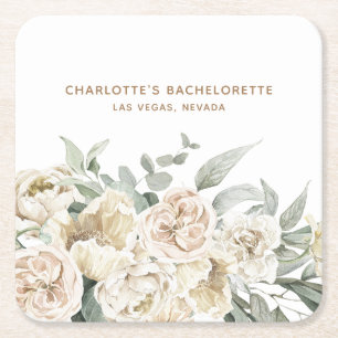 Bachelorette Weekend Party Favor Personalized Gift Square Paper Coaster