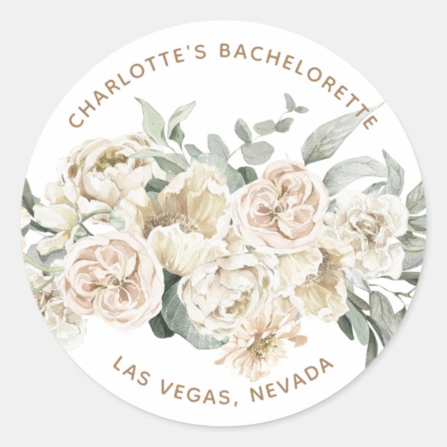 Bachelorette Weekend Party Favour Personalised Gif Classic Round Sticker (Front)