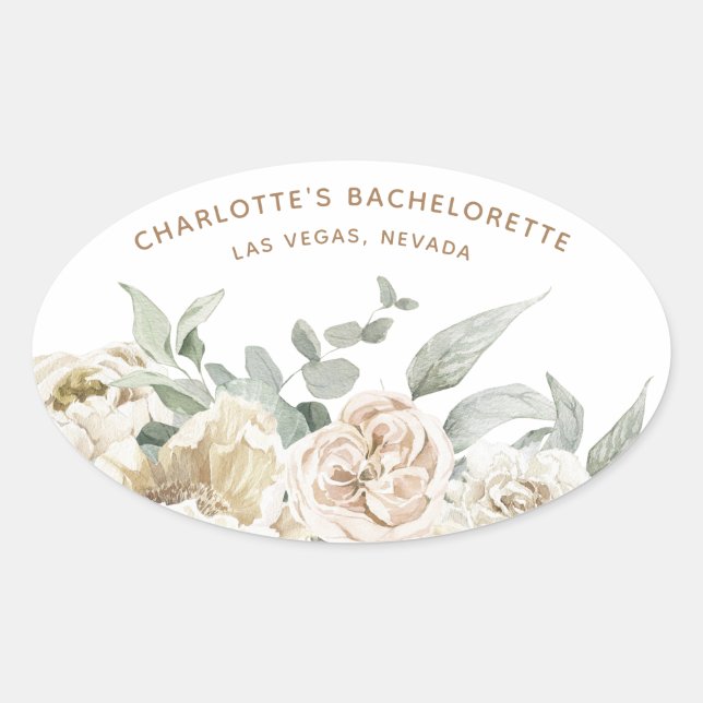 Bachelorette Weekend Party Favour Personalised Gif Oval Sticker (Front)