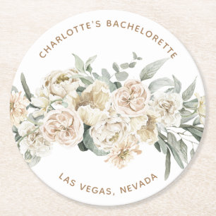 Bachelorette Weekend Party Favour Personalised Gif Round Paper Coaster
