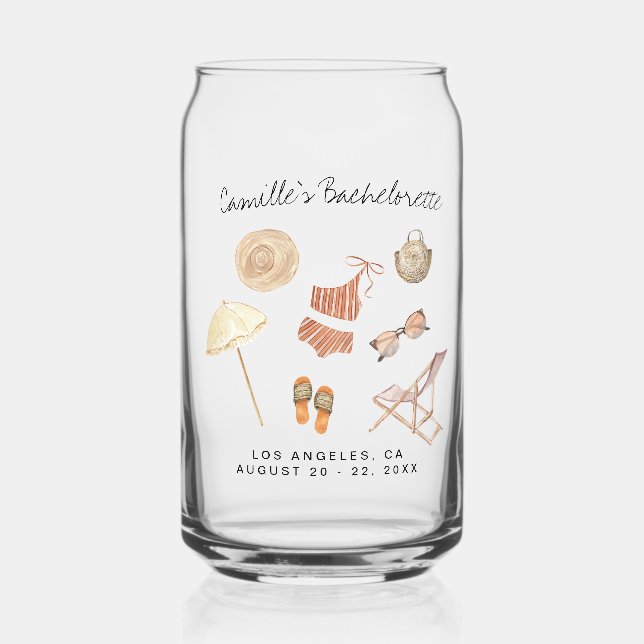 Bachelorette Weekend Party Favour Personalized Sho Can Glass (Front)