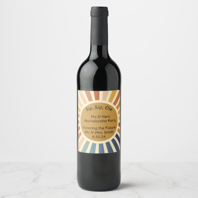 Bachelorette Weekend Party Favour Personalized  Wine Label (Front)