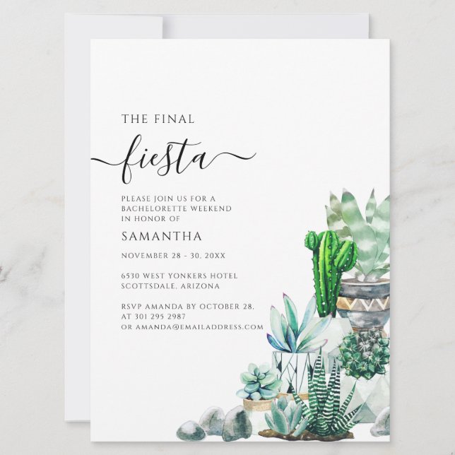 Bachelorette Weekend Party with Itinerary Cacti (Front)