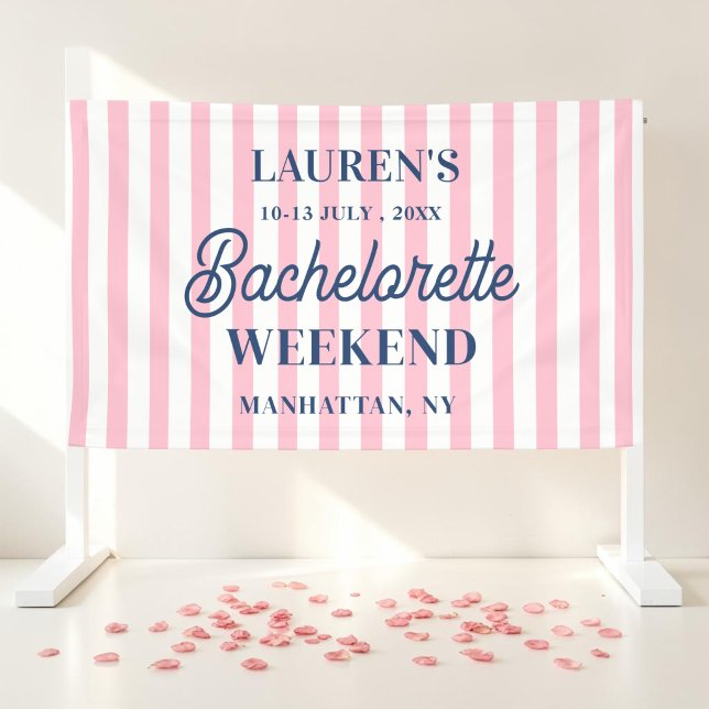 Bachelorette Weekend Pink Striped Banner (Creator Uploaded)