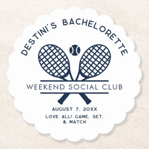 Bachelorette Weekend Tennis Club Party Custom Paper Coaster
