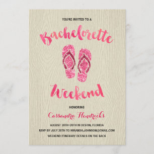 Bachelorette Weekend with Pink Faux Glitter Invitation