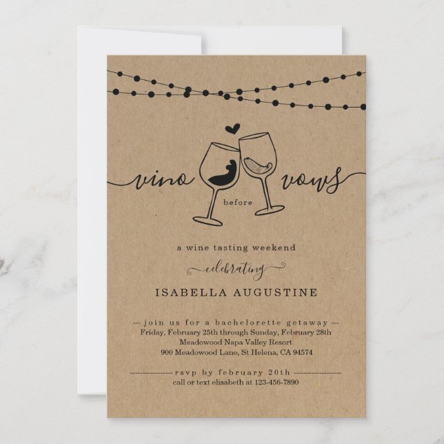 Bachelorette Wine Tasting Weekend Itinerary Invita Invitation (Front)