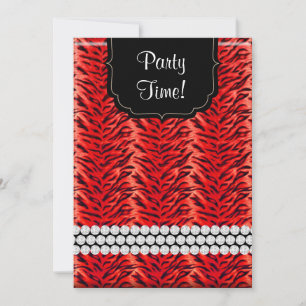 Bachelorette Zebra Purse Party Invite Red