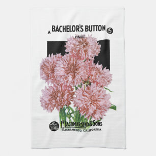 Bachelor's Buttons Seed Packet Label Kitchen Towel