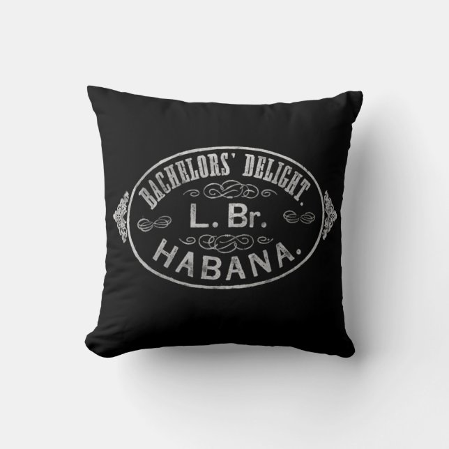 Bachelor's Delight Cigar Stamp Throw Pillow (Front)