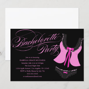 Bachelorte de lingerie rose   Invitation de parti