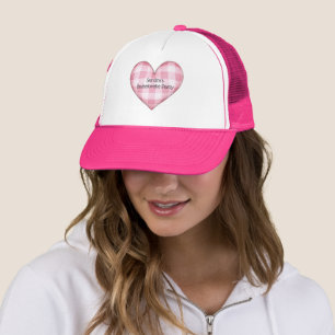 Bachlorette Party Plaid Heart 3D with Text Trucker Hat