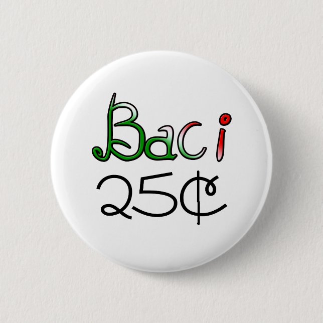 Baci (Kisses) 25 Cents 2 Inch Round Button (Front)