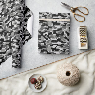 Back And Grey Camouflage Wrapping Paper