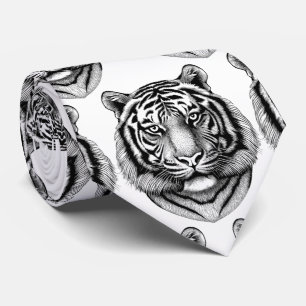 Back and White Bengal Tiger Neck Tie