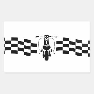 Back and white check scooter Recatangle Stickers