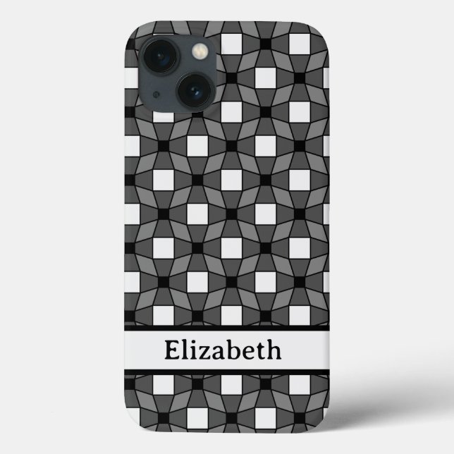 Back and White Wave Optical Illusion Pattern Name Case-Mate iPhone Case (Back)