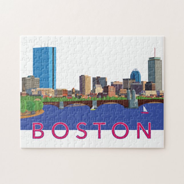 Back Bay Boston Skyline Illustration Jigsaw Puzzle (Horizontal)