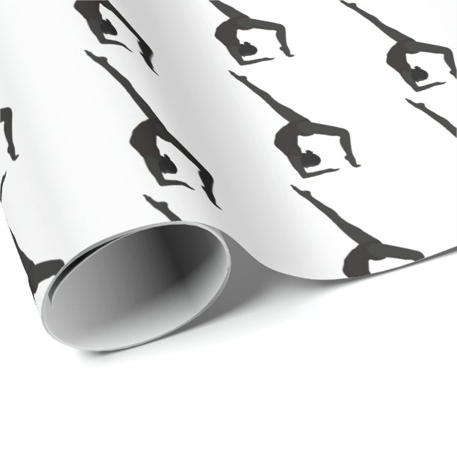 back bend silhouette gymnast on white wrapping paper (Roll Corner)