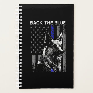 back  blue thin blue line flag k-9 german shepherd planner